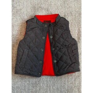 Jacadi Paris Reversible Puffer vest 18 Months Olive Green/Orange Quilted Pockets